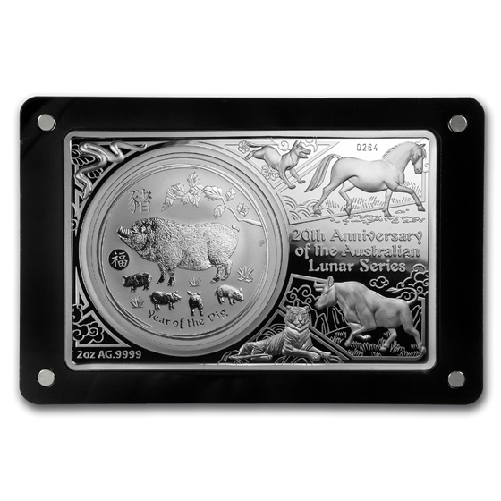 2019 Australia 20th Anniv of Lunar Series Coin/Bar Set (3 oz) 2019 Australia 20th Anniv of Lunar Series Coin/Bar Set (3 oz)